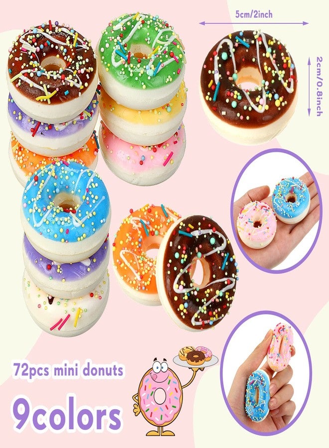 Jerify 72 Pcs Donut Stress Balls Foam Donut Party Favors 1.97 Inch Fake Donuts Slow Rising Toys Rainbow Stress Relief for Party Decoration Birthday Games Supplies, 8 Colors - Image 2